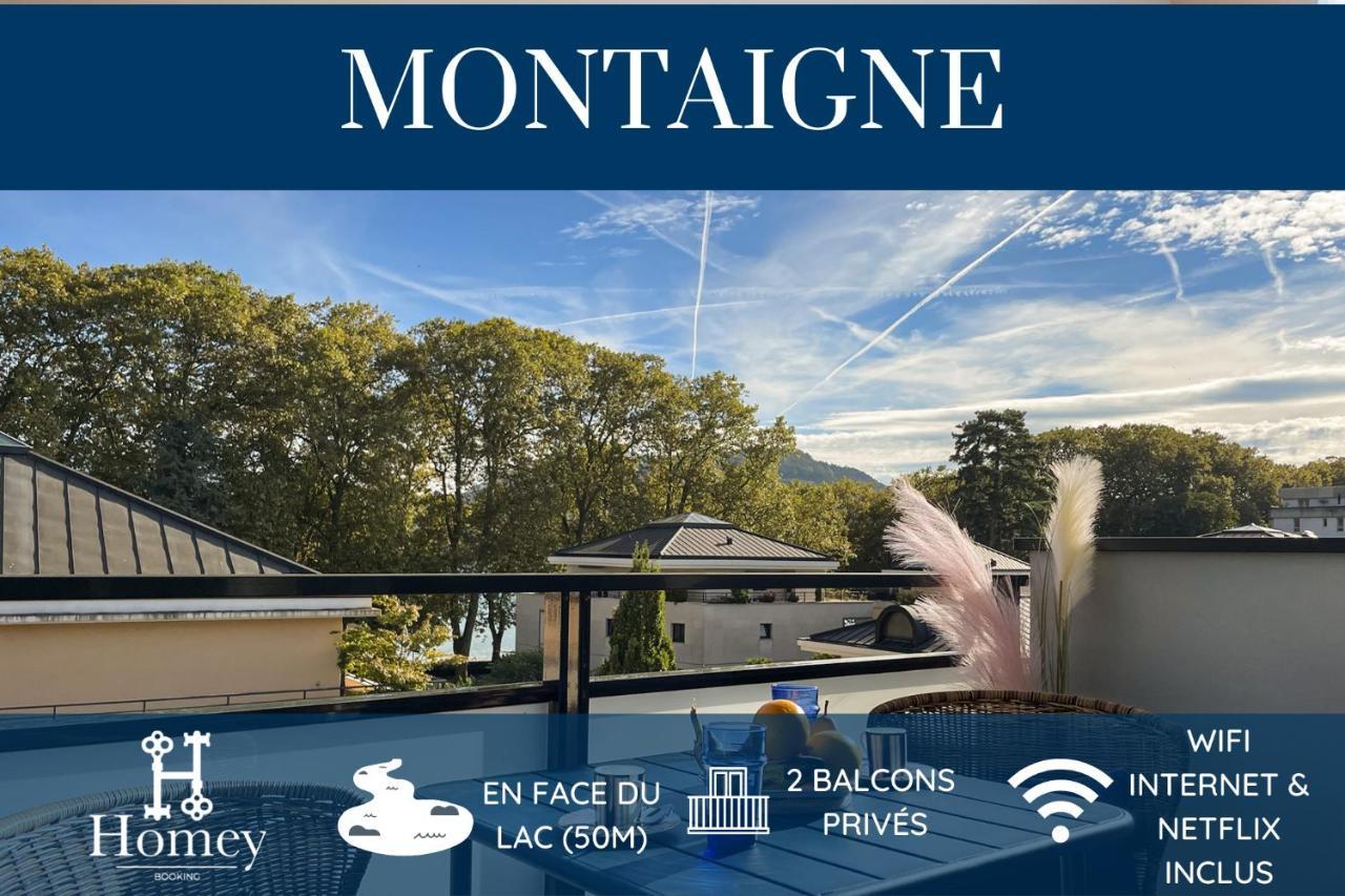 Homey Montaigne - New - A 1 Min A Pied Du Lac D'Annecy - 2 Balcons Prives - Appartement Avec 2 Chambres - Stationnement Gratuit Toute L'Annee Sauf En Ete - Juin A Aout Екстериор снимка